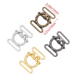 10Sets Metal Belt Buckles Mini Buttons Dolls Waistband Buckle Clip Tiny Buttons For Doll Clothes Bags Sewing Tri-glide Buckle