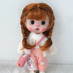 OB11 Doll wigs JD656 5-6"13-15cm Short Twins Braid Slim Bang BJD Hair Princess Ana Synthetic mohair Wig Lati Yellow Accessories