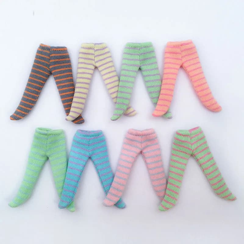 OB11 Doll Socks Cute High Waist Legging Stockings With striped Accessories For 11cm/ 4" OB11 Doll, Gsc, Molly, Dod doll Body