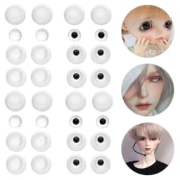 1Set 8~26mm Half Round Eyeball Safety Acrylic Doll Eyes Transparent&Black Eye Patch DIY Doll Toys Accessories Gifts