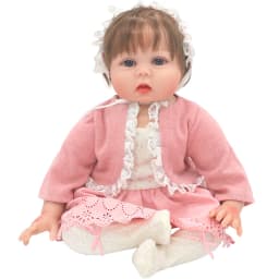 55cm Reborn Baby Doll Clothes Pink Cardigan Dress Cap 22" Doll Dress Skirt Toys Outfit