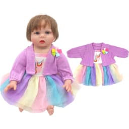 55cm Reborn Baby Doll Clothes Pink Cardigan Dress Cap 22" Doll Dress Skirt Toys Outfit