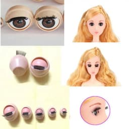 1Pair Doll Activity Eyes Doll Eyechips Silicone Simulation Active Eyeball DIY Doll Eyes with Eyelashes Doll Rolling Eyeballs