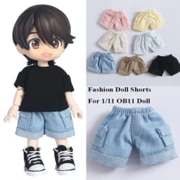 Fashion Doll Shorts For 1/11 OB11 Doll Mini Jeans Shorts Outfits Doll Clothes For 1/12 BJD Doll Casual Wear DIY Doll Accessories
