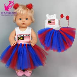 16 Inch Baby Doll Winter Dress with Hat for 38cm Nenuco Doll Clothes Ropa Y Su Hermanita Doll Red Fleece Dress