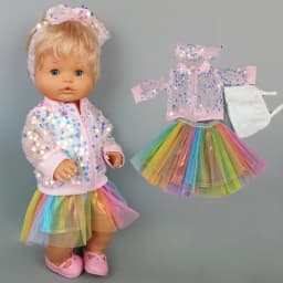 16 Inch Baby Doll Winter Dress with Hat for 38cm Nenuco Doll Clothes Ropa Y Su Hermanita Doll Red Fleece Dress