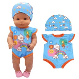 16 Inch Baby Doll Winter Dress with Hat for 38cm Nenuco Doll Clothes Ropa Y Su Hermanita Doll Red Fleece Dress