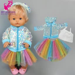16 Inch Baby Doll Winter Dress with Hat for 38cm Nenuco Doll Clothes Ropa Y Su Hermanita Doll Red Fleece Dress