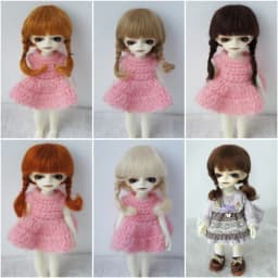 OB11 1/8 1/12 Lati Tiny Mohair Doll Wigs JD143 3-4inch 4-5inch 5-6inch Short Twins Braids Anna BJD Hair