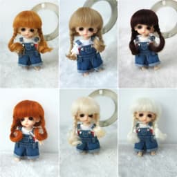 OB11 1/8 1/12 Lati Tiny Mohair Doll Wigs JD143 3-4inch 4-5inch 5-6inch Short Twins Braids Anna BJD Hair