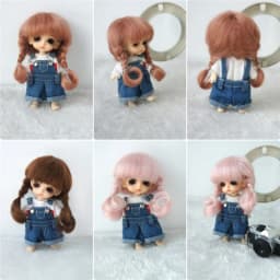 OB11 1/8 1/12 Lati Tiny Mohair Doll Wigs JD143 3-4inch 4-5inch 5-6inch Short Twins Braids Anna BJD Hair