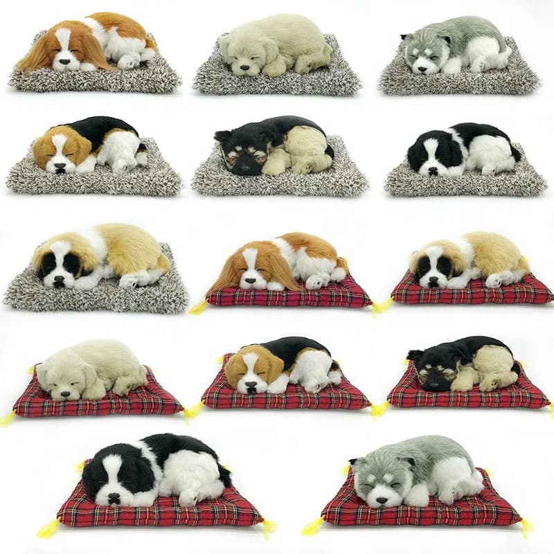 Simulation Puppy Doll Toys Car Ornament Realistic Sleeping Dog Plush Doll Pad Activated Charcoal Homes Doll Decoration Accessory