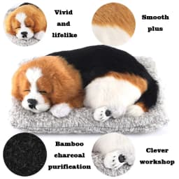 Simulation Puppy Doll Toys Car Ornament Realistic Sleeping Dog Plush Doll Pad Activated Charcoal Homes Doll Decoration Accessory