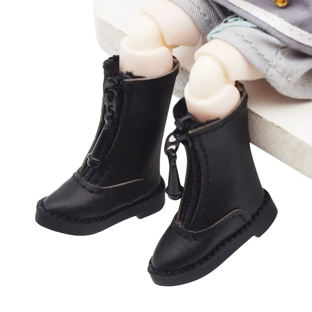 Obitsu11 Shoes Fashion Leather Boots Spike Toe Handmade Cowhide Dolls Shoes for 1/11 OB11 GSCbody9 Dolls Accessories Kids Toys