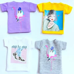 2pcs/set Blyth Clothes, Cool Pattern Printing Short T-Shirt + Striped Socks, Can Be Used for 1/6 Doll Accessories