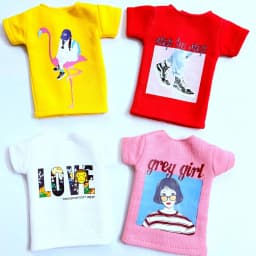 2pcs/set Blyth Clothes, Cool Pattern Printing Short T-Shirt + Striped Socks, Can Be Used for 1/6 Doll Accessories
