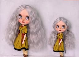 Blythes Doll Wig Fits Into the New 1/69-10in Size Fashion Medium Foam Roll Super Soft Silk Wig for Women Black Lily-Valley White