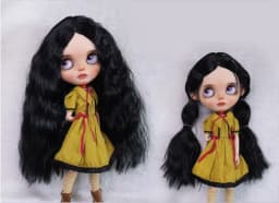 Blythes Doll Wig Fits Into the New 1/69-10in Size Fashion Medium Foam Roll Super Soft Silk Wig for Women Black Lily-Valley White