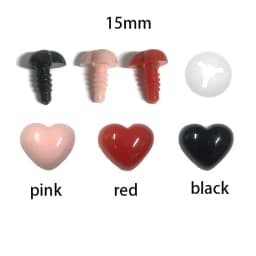 20pcs Toy Nose 8mm/10mm/12mm/15mm/18mm/21mm Heart Shape Safety Animal Doll Nose Easy Washer For diy Doll Findings