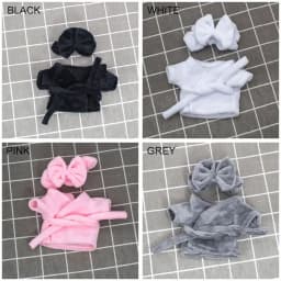 1Set New Cute 10/15/20cm Doll Velvet Pajamas Clothes with Headband For 1/12 BJD DIY Doll Sleep Clothes Bathrobe Accessories