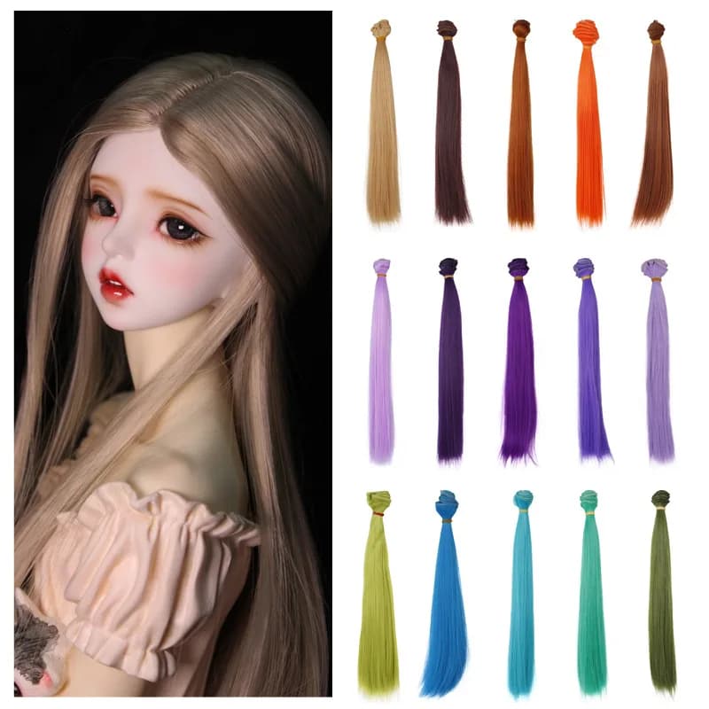 30cm*100cm Doll Hair Pink White Green Blue Brown Color Orange Yellow Color Straight BJD Doll Trees DIY Doll Wigs