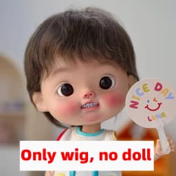 BJD Wig Qbaby Big Head Doll Hair Meng dian dian Soft Hair Cute Brown Short Hair Doll Accessories
