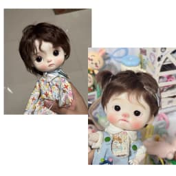 BJD Wig Qbaby Big Head Doll Hair Meng dian dian Soft Hair Cute Brown Short Hair Doll Accessories