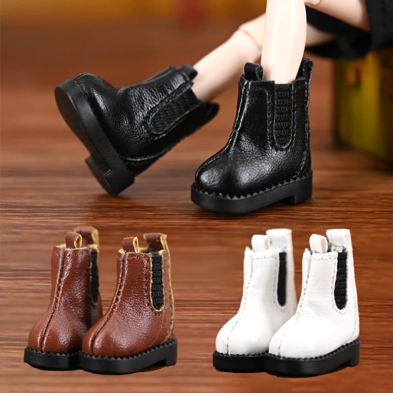 Ob11 Doll High Top Shoes 1/12 Inch Leather Shoes Boots Handmade For Gsc Body9 Ymy Hand Hook Doll