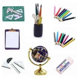 Dolls Accessories Doll Stationery Eraser Rulers 1:12 Scale Dollhouse Writing Materials Playing House Mini Painting Tools