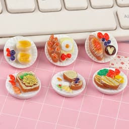 6pcs Dollhouse Kitchen Accessories Mini food toys props model 1:12 doll house accessories mini cake Dim sum tray supermarket toy