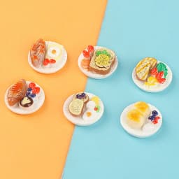 6pcs Dollhouse Kitchen Accessories Mini food toys props model 1:12 doll house accessories mini cake Dim sum tray supermarket toy