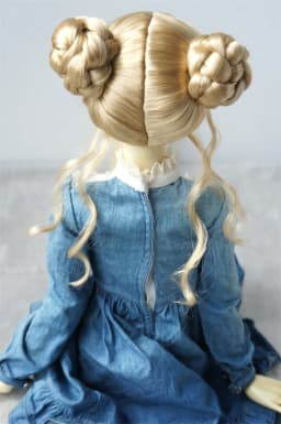 JD729 Newly Cute Twin Buns BJD Synthetic Mohair Wig For SD Blythes Doll Hair 1/3 Accessories