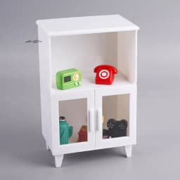 1Set Miniature White Cupboard Display Cabinet Storage Lockers +ornament Furniture Model Decor Toy DollHouse Accessories