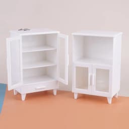 1Set Miniature White Cupboard Display Cabinet Storage Lockers +ornament Furniture Model Decor Toy DollHouse Accessories