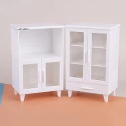 1Set Miniature White Cupboard Display Cabinet Storage Lockers +ornament Furniture Model Decor Toy DollHouse Accessories