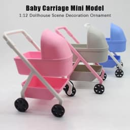 1:12 Baby Stroller Miniature Simulation Baby Bassinet Cart Micro Models DIY Scene Model Dollhouse Decor Doll House Accessories