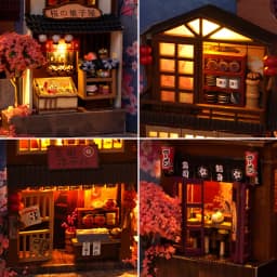 DIY Book Nook Shelf Insert Kits Miniature Dollhouse with Furniture Room Box Cherry Blossoms Bookends Japanese Store Toys Gifts