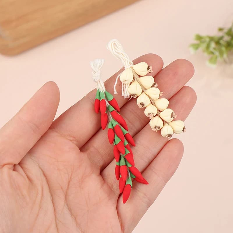 1:12 Dollhouse Miniature Simulation Food Vegetables Fake Chili Pepper Garlic DIY Scene Doll House Room Home Christmas Wall Decor