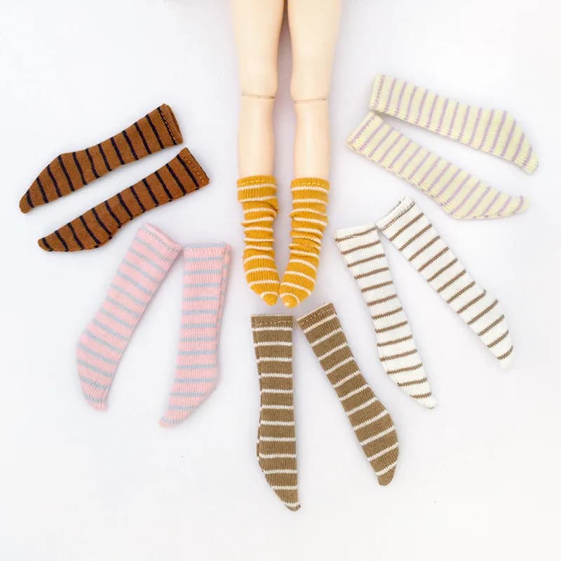 New Blyth Doll Fashion Striped Socks Multiple Colors for Ymy Licca Azones Ob24 22 Fr 19 Joint Body Doll Accessories