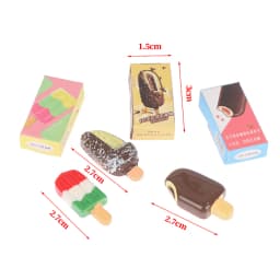 1-5pcs 1:12 Dollhouse Miniature Chocolate Ice Cream Popsicle Mini Ice Pop Food Modle for Pretend Play Kitchen Decor Toys