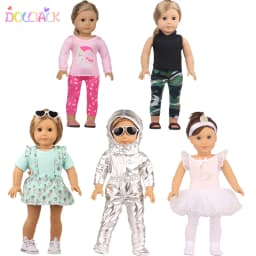 5 Sets American 18 Inch Girl Doll Clothes Animal Tree Mickey Clothes Dress Set For 43cm New Born Baby&OG,Doll Accessories Gift