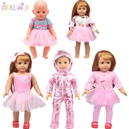 5 Sets American 18 Inch Girl Doll Clothes Animal Tree Mickey Clothes Dress Set For 43cm New Born Baby&OG,Doll Accessories Gift