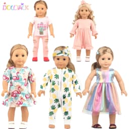 5 Sets American 18 Inch Girl Doll Clothes Animal Tree Mickey Clothes Dress Set For 43cm New Born Baby&OG,Doll Accessories Gift