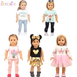 5 Sets American 18 Inch Girl Doll Clothes Animal Tree Mickey Clothes Dress Set For 43cm New Born Baby&OG,Doll Accessories Gift