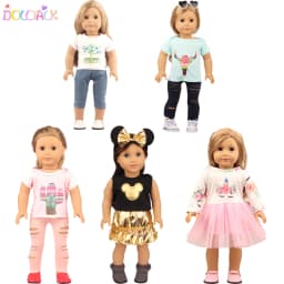 5 Sets American 18 Inch Girl Doll Clothes Animal Tree Mickey Clothes Dress Set For 43cm New Born Baby&OG,Doll Accessories Gift