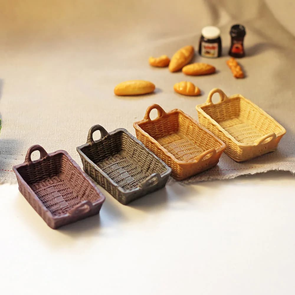 1/12 Dollhouse Miniature Accessories Mini Resin Storage Basket Simulation Basket Model Toys for Doll House Decoration