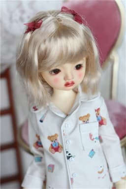 BJD Doll Girls Cute Wig 1/6 1/4 1/3 Milk Silk Natural Butterfly Knot Cute Toy Shoulder-Length Hair Wig Doll Accessories(no doll)