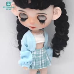 Fashion New Puff Sleeve Knit Jacket Set for Blyth Doll Azone OB23 OB24 Doll Accessories