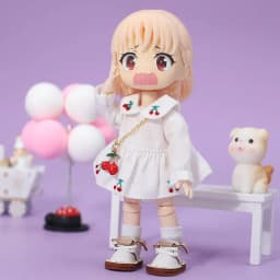 1/12 Ob11 Doll Handmade Clothes Dress With Cherry Strawberry Embroidery Suit For 1/12 Bjd / Sd Doll Accessories Ob11 doll