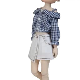 Blythe Doll Clothes Ripped Jeans And Pink White Black T-shirt For Doll OB24 Azone Doll Outfits